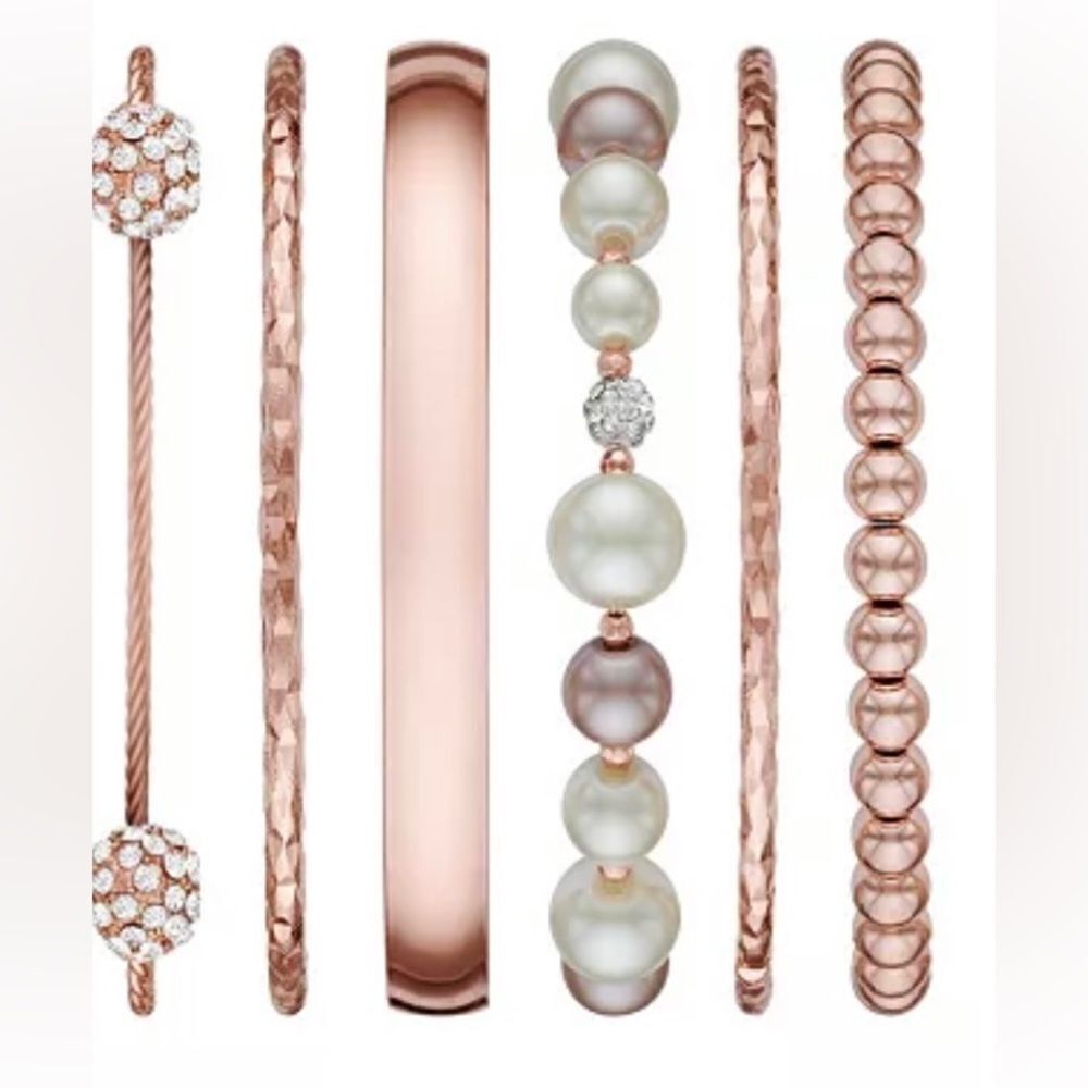 Five Bracelet Set in Rose Gold Tones